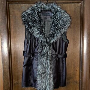 Black Rivet Women's Gray and Black Faux Fur Vest